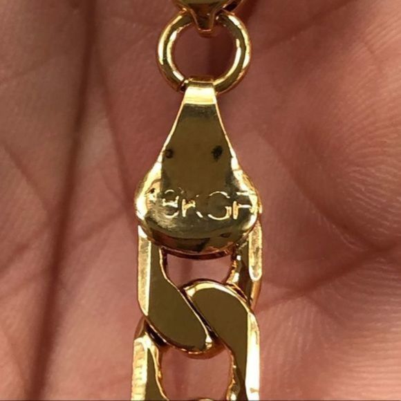 Heavy 26” 18k Gold Filled Diamond Cut Curb Chain Necklace NWT - Picture 4 of 9